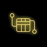 Neon yellow database icon representing storing data vector