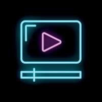 Neon player icon showing online streaming vector