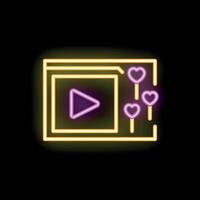 Neon icon of player receiving likes on social media vector
