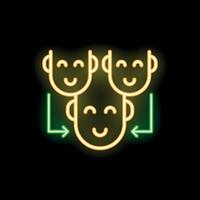 Neon icon of people sharing positive energy and good vibes vector