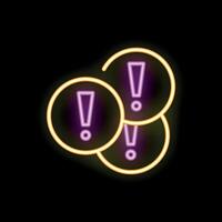 Neon exclamation point symbols glowing in dark background vector