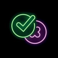 Neon sign showing validation of third party cookies with check mark symbol vector