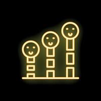 Neon yellow icon of customer satisfaction increasing showing business success vector