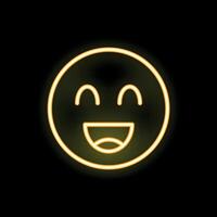 Neon yellow happy emoji smiling with open mouth and closed eyes vector