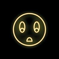 Fearful face is glowing in yellow neon light vector