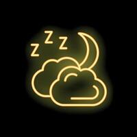 Neon icon of moon and clouds representing sleep vector