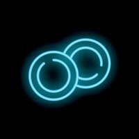 Bright blue neon sign depicting two plates on a black background vector
