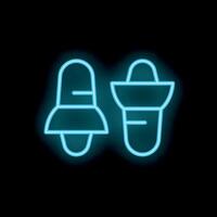 Neon icon of earplugs reducing noise for peaceful sleep and relaxation vector
