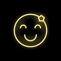 Neon sign featuring a smiling face with closed eyes vector