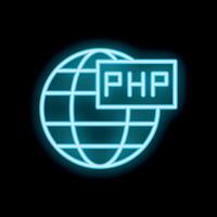 Neon blue php programming language overlaying globe icon vector