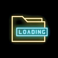 Neon glowing folder with loading inscription on a black background vector