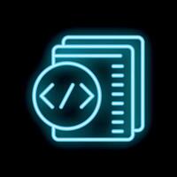 Neon icon of programming code file showing software development vector