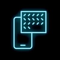 Neon icon of smartphone displaying augmented reality experience vector