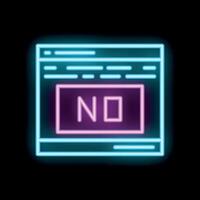 Neon sign showing no button on website interface vector