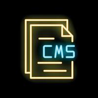 Neon icon of documents representing a content management system vector