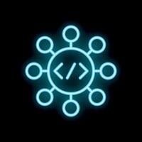 Neon icon of code sharing platform representing open source software development vector