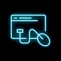 Neon computer mouse connecting to website interface vector
