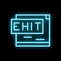 Neon sign exit button on computer screen showing concept of leaving website vector