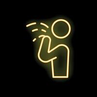 Neon style icon of a person coughing or sneezing vector