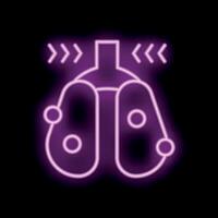 Neon icon of lungs suffering from difficulty breathing vector