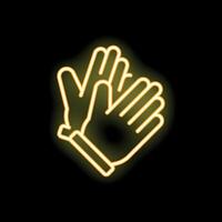 Neon icon of two hands clapping representing applause vector