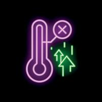 Neon icon of thermometer showing rising temperatures and heatwave vector