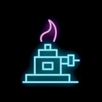 Neon bunsen burner icon for science experiment project vector