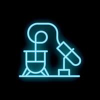 Neon sign of distillation process with bunsen burner heating flask for chemical experiment vector