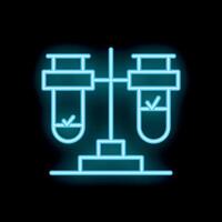 Neon laboratory icon showing test tubes holding fluids passing quality control checks vector