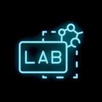 Neon icon of lab sign with molecule structure vector