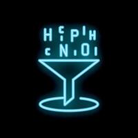 Neon funnel filtering letters representing opinion concept vector