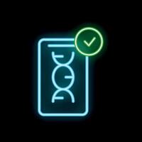 Neon icon of dna testing result showing success status vector