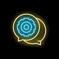 Neon icon of two speech bubbles communicating about technical support vector