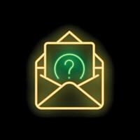 Neon letter with a question mark glowing on a black background vector