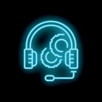 Neon headset icon representing technical support and troubleshooting vector