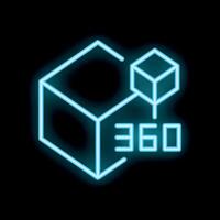 Neon 360 degrees rotating product view display icon vector
