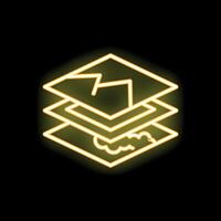 Neon yellow layers icon representing data management concept vector