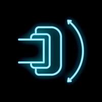 Neon icon of wrist rotation exercise showing range of motion vector