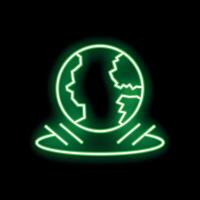Neon green glowing earth is rising from portal on a black background vector