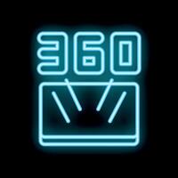 Neon icon of a rotating platform making a full 360 degrees spin vector