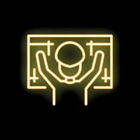 Neon sign of architect planning with blueprint on black background vector
