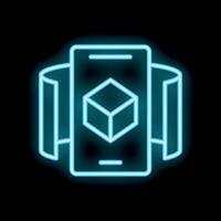 Smartphone showing augmented reality projection neon icon vector