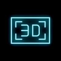 Blue neon 3d icon glowing in the dark vector