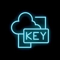 Neon icon of key unlocking cloud storage service vector