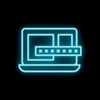 Neon blue laptop showing password protected website login screen vector