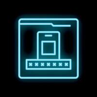 Neon mobile phone security password login icon glowing vector