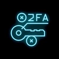 Neon zero trust security icon with key and cross marks vector