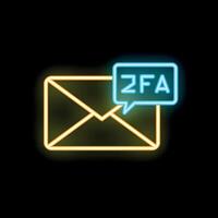 Neon icon of a two factor authentication notification on a mailbox vector
