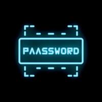 Neon password field glowing on black background vector
