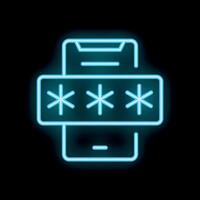 Neon icon showing smartphone with password protection vector
